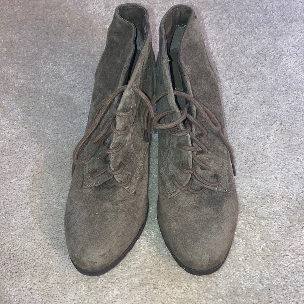 Lace Up Suede Bootie/Heel